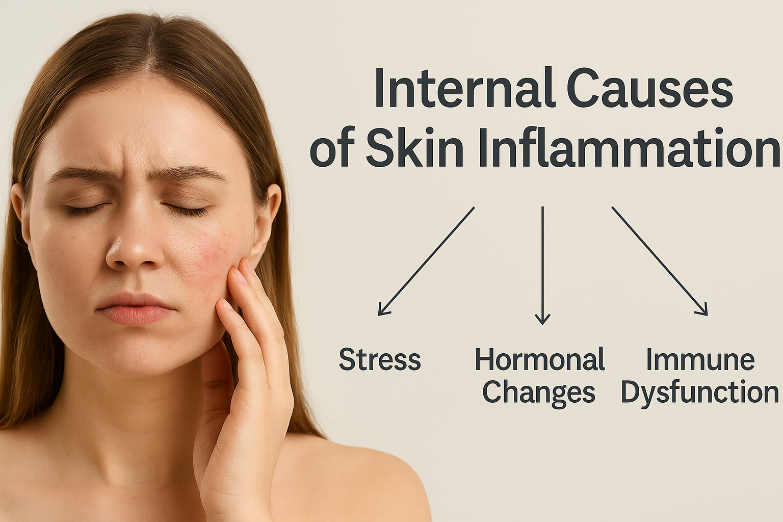 Diagram showing internal causes of skin inflammation for Psoriasis and Eczema.