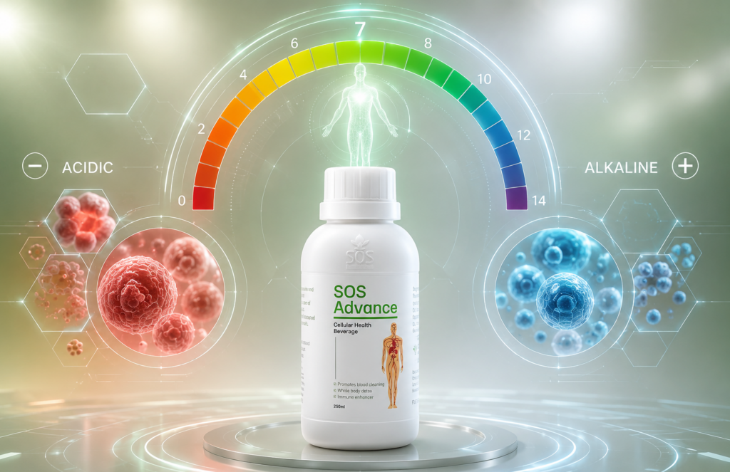 pH scale diagram showing alkaline versus acidic range — natural summer glow inside out alkaline body balance